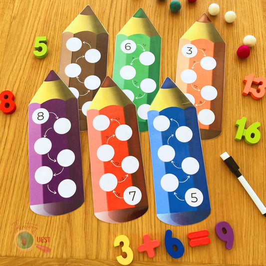 Math Pencils Printable Activity for Kids, Subtraction and Addition Game for Children, Solving Equations Tool Resource, INSTANT DOWNLOAD PDF