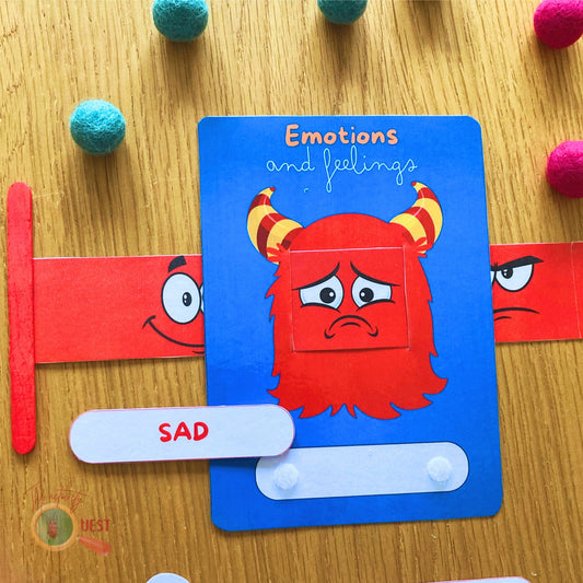 Emotions and Feelings Monster Printable Activity, 6 Different Moods for Children Game, INSTANT DOWNLOAD PDF