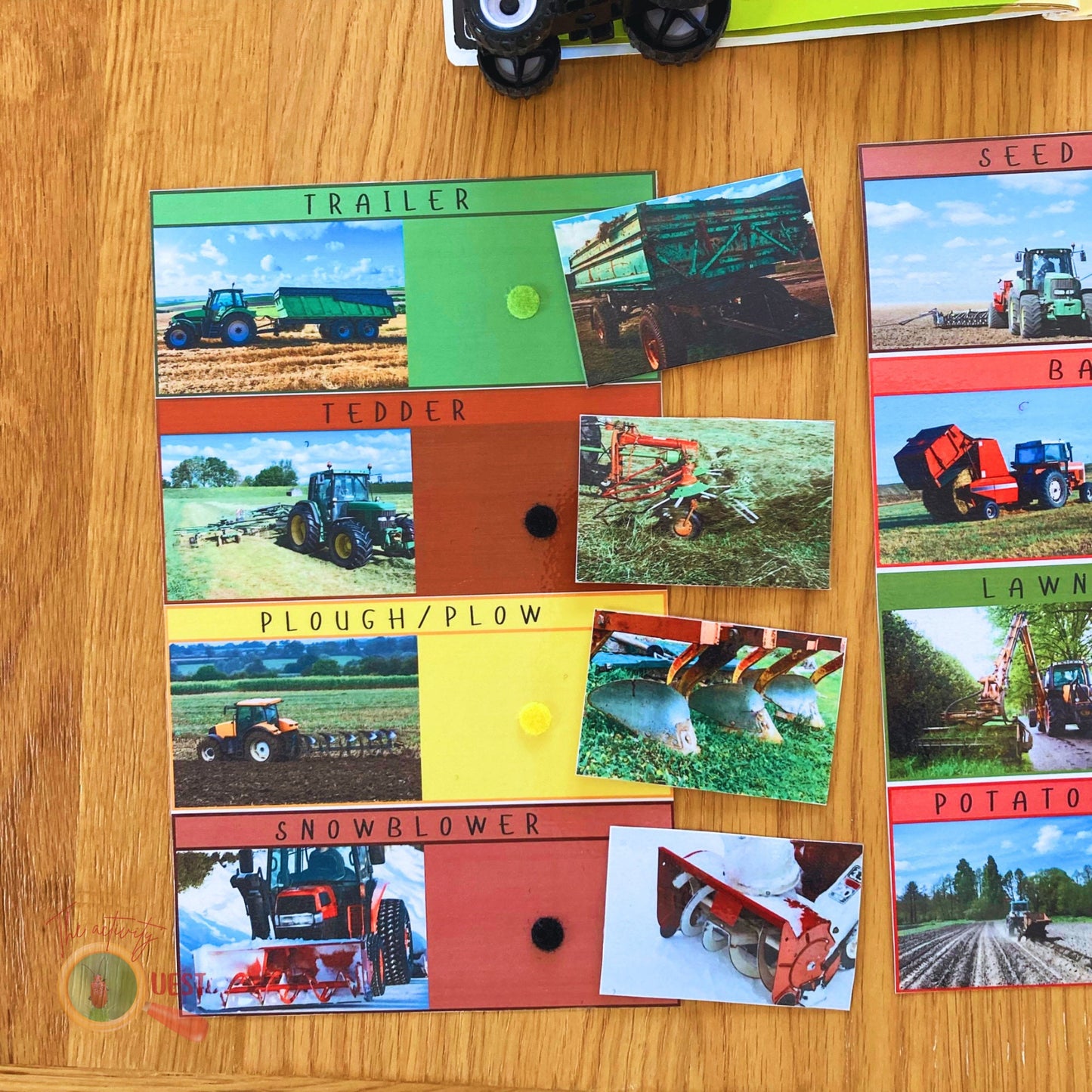 12 Tractor Attachments Identification for Children Printable, Farm Machines Matching Game, INSTANT DOWNLOAD