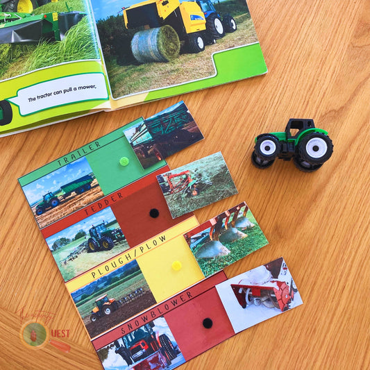 12 Tractor Attachments Identification for Children Printable, Farm Machines Matching Game, INSTANT DOWNLOAD