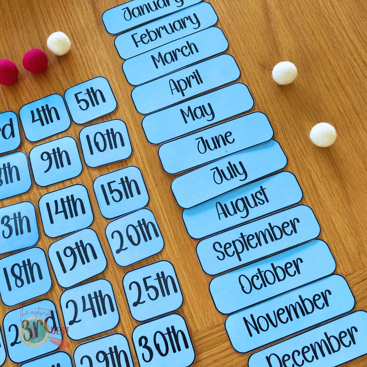 Printable Perpetual Calendar for Kids, Learning Day of the Week, Date and Months, INSTANT DOWNLOAD PDF