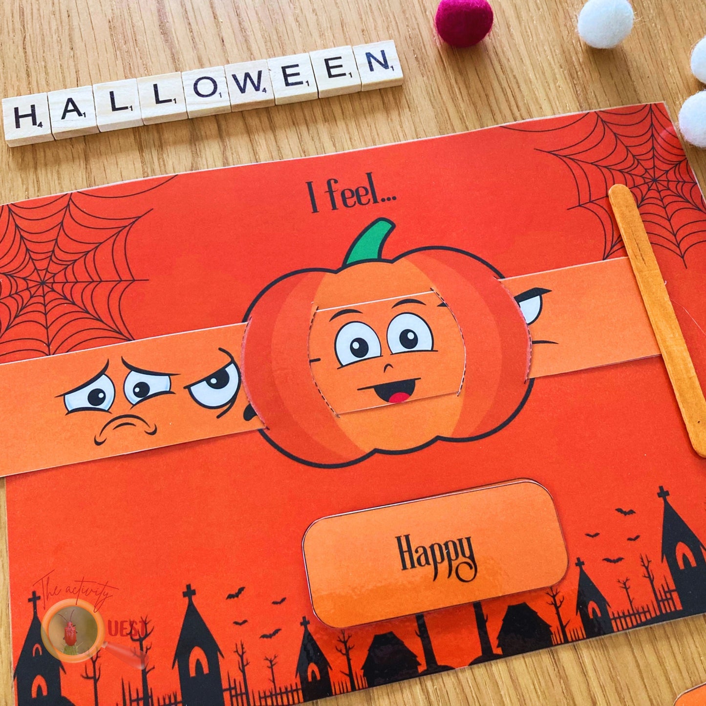 HALLOWEEN Emotions and Feelings Pumpkin Printable Activity, 4 Different Moods Social Learning INSTANT DOWNLOAD PDF