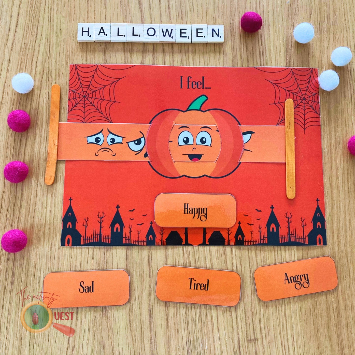 HALLOWEEN Emotions and Feelings Pumpkin Printable Activity, 4 Different Moods Social Learning INSTANT DOWNLOAD PDF