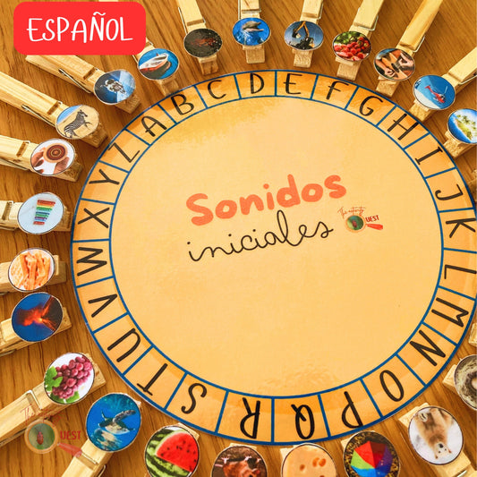 Uppercase and Lowercase Letter Spanish Beginning Sounds Wheels Printable, INSTANT DOWNLOAD PDF