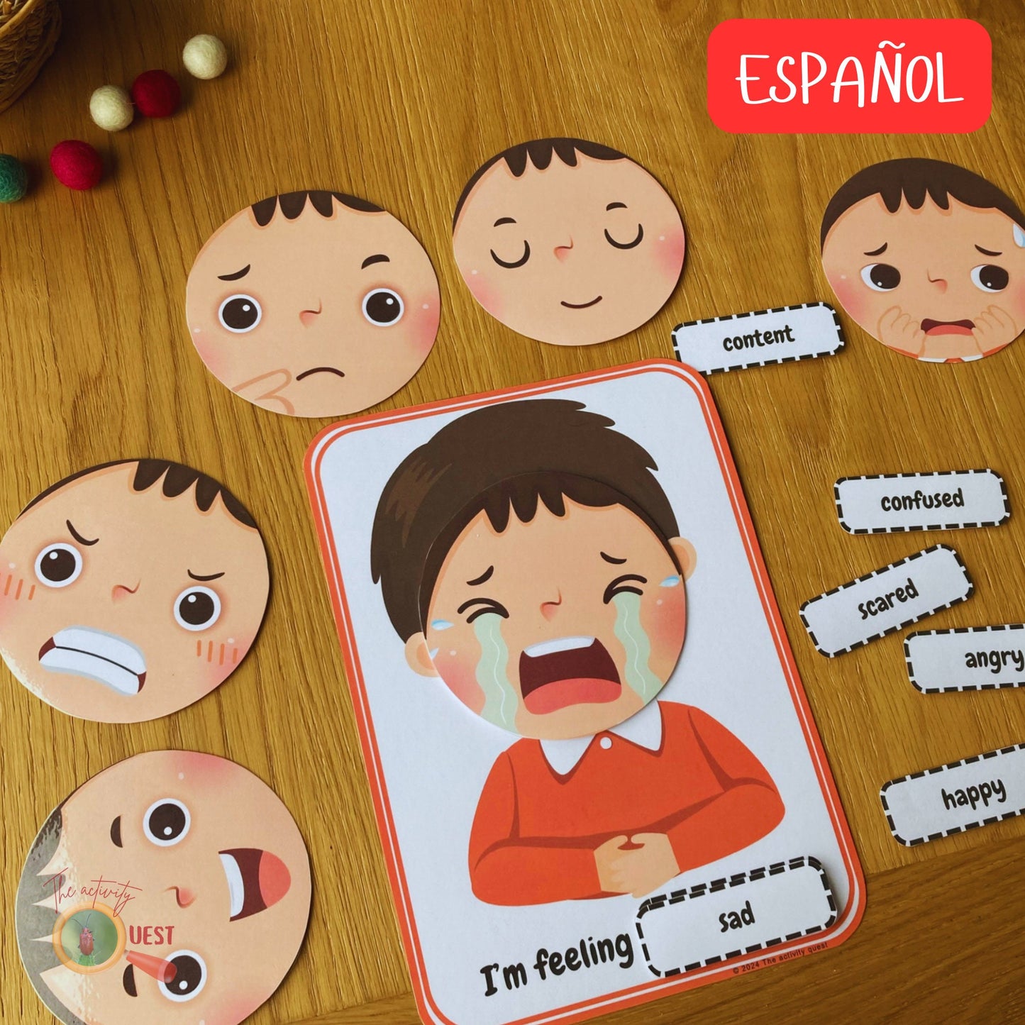 Girls/Boys Emotions Spanish Activity, Kids Feelings Matching Game, INSTANT DOWNLOAD PDF