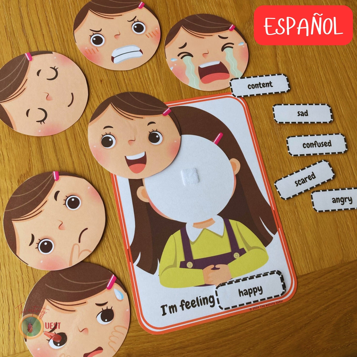 Girls/Boys Emotions Spanish Activity, Kids Feelings Matching Game, INSTANT DOWNLOAD PDF