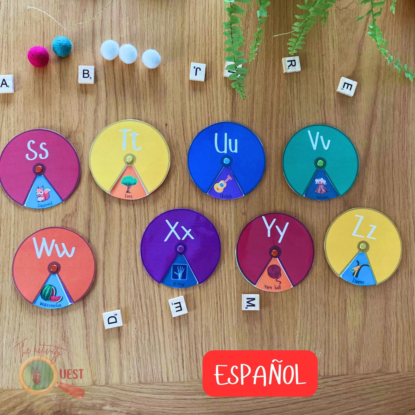 Spanish Alphabet Beginning Sounds Small Wheels Printable, ABC Phonic Discs Game for Kids, INSTANT DONWLOAD PDF