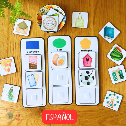 Spanish Shape Matching Learning Activity, Preschool Sorting Shapes, INSTANT DOWNLOAD PDF