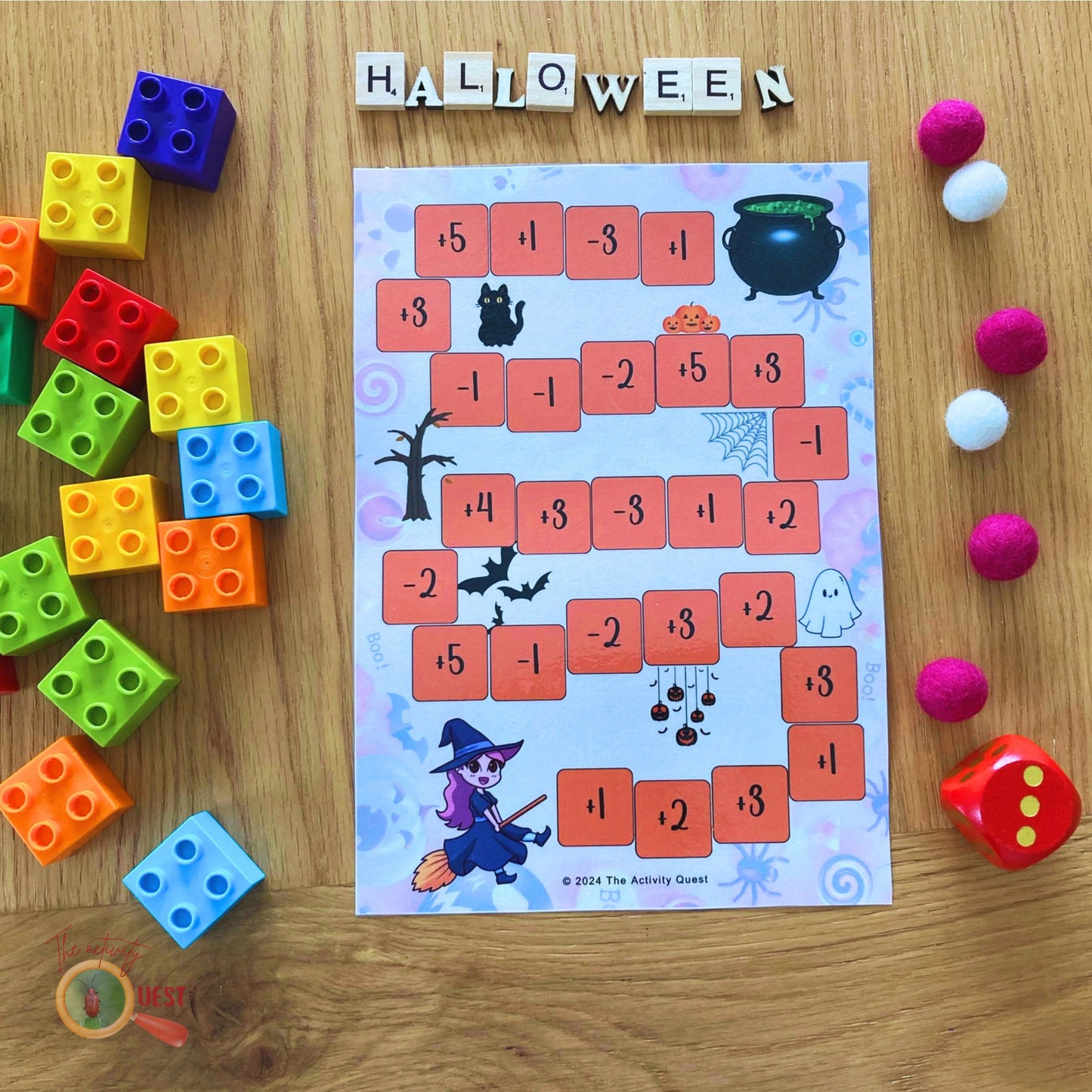 HALLOWEEN Building Blocks Printable Game, Addition and Subtraction Math Activity for Kids, INSTANT DOWNLOAD PDF