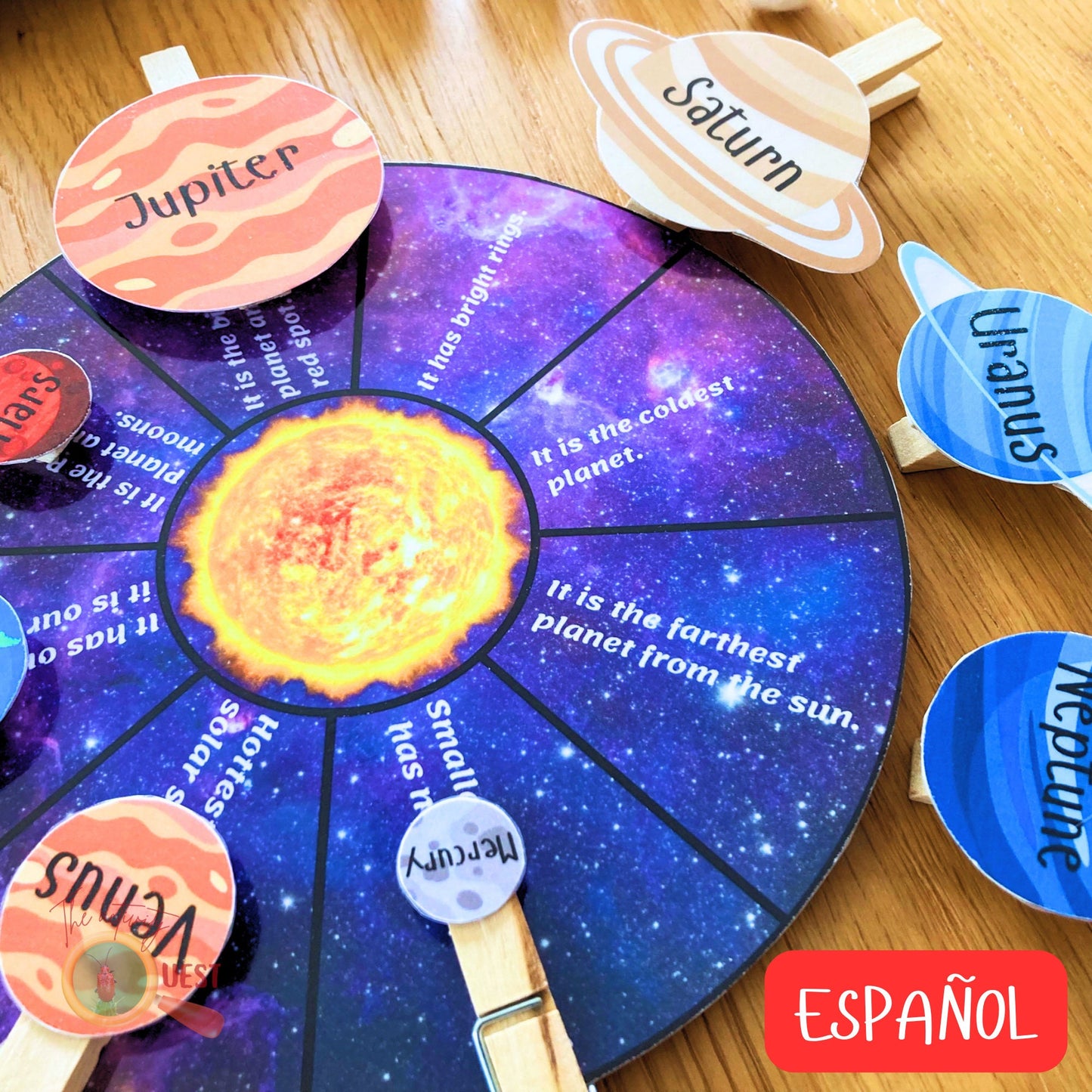 Solar System Learning Matching Activity for Kids Spanish, Planets Printable for Children, INSTANT DOWNLOAD PDF