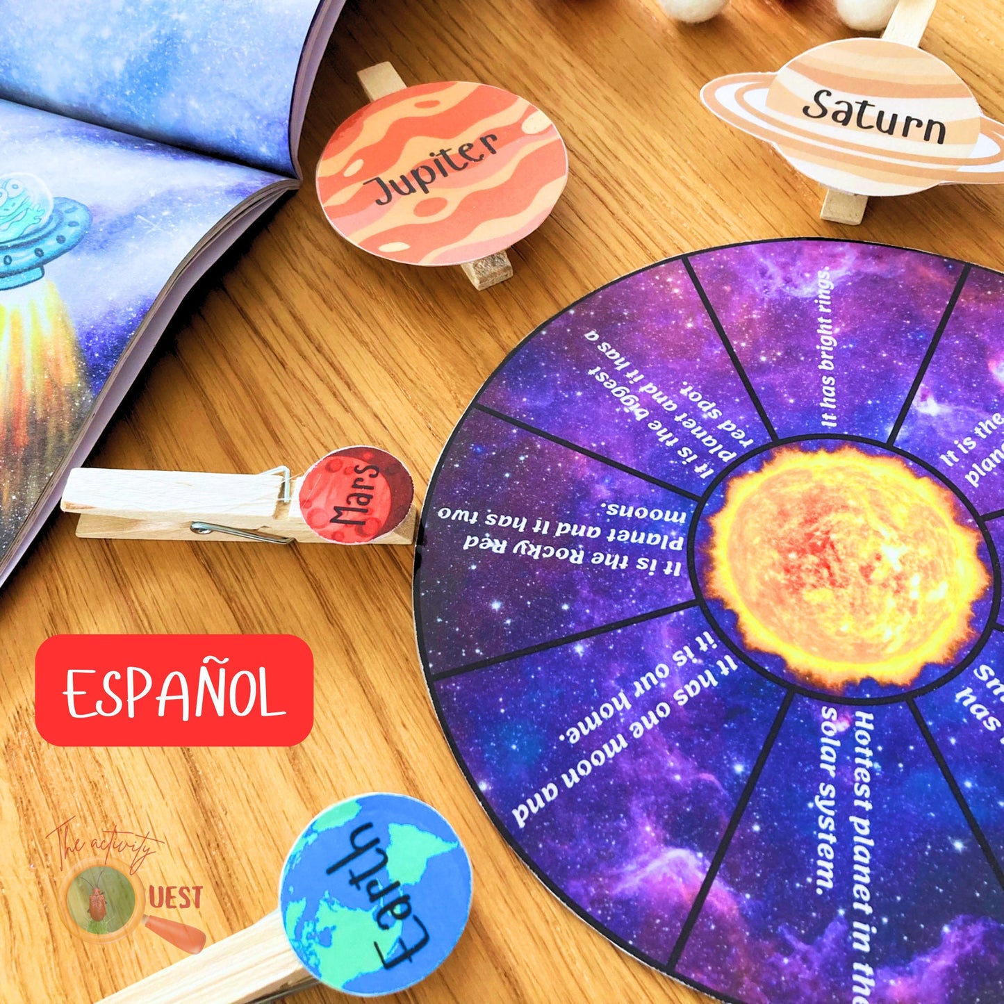 Solar System Learning Matching Activity for Kids Spanish, Planets Printable for Children, INSTANT DOWNLOAD PDF