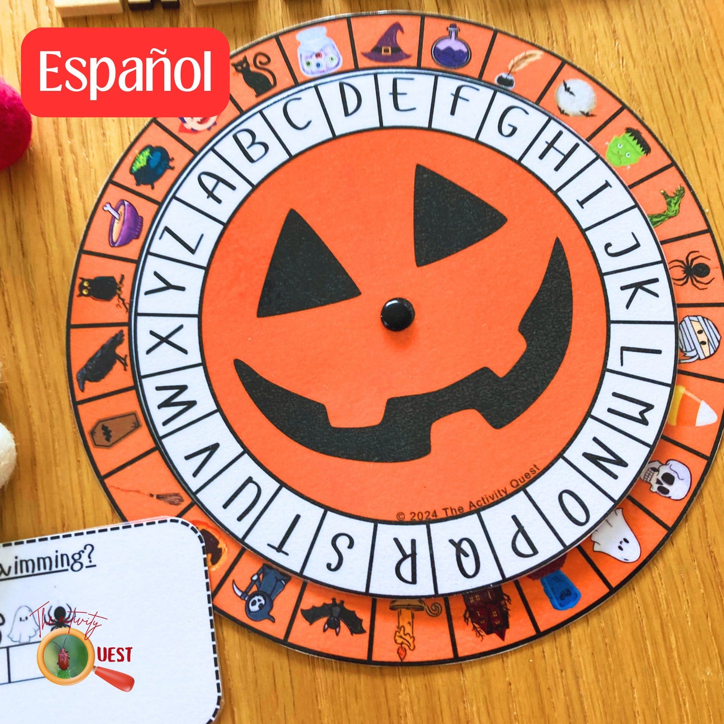 Halloween Spanish Secret Code Wheel Printable Game for Kids, Decoder Coding Reveal Hidden Message, INSTANT DOWNLOAD PDF