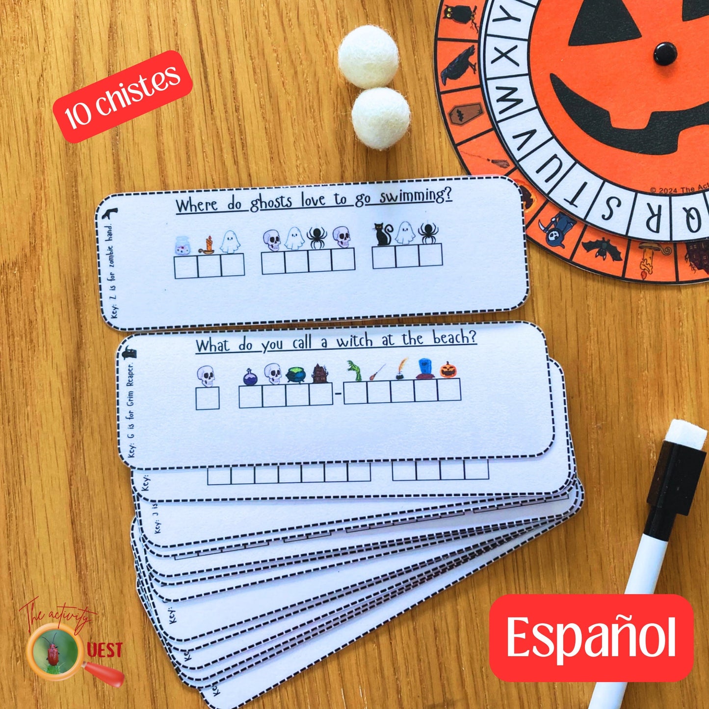 Halloween Spanish Secret Code Wheel Printable Game for Kids, Decoder Coding Reveal Hidden Message, INSTANT DOWNLOAD PDF