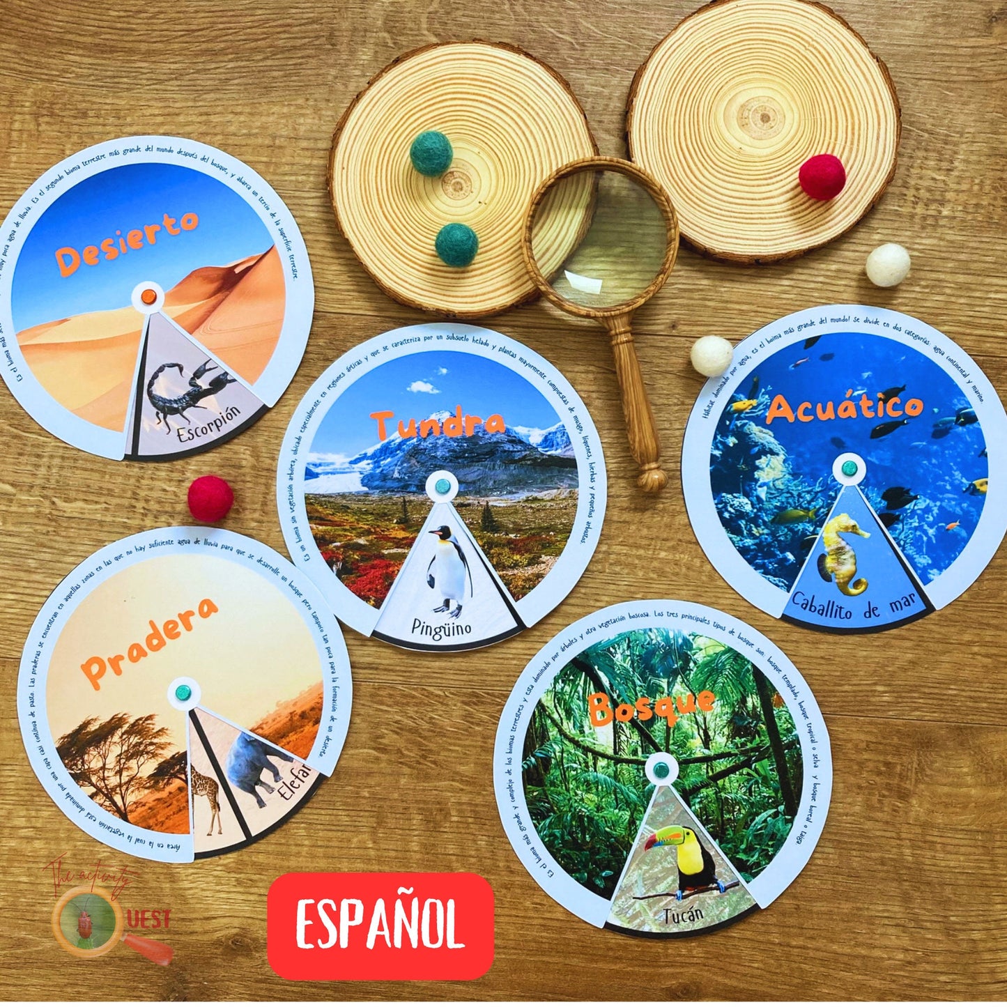 Spanish Animal Habitats Learning Wheels Printable, Nature Biomes Animals Disc Activity, INSTANT DOWNLOAD PDF