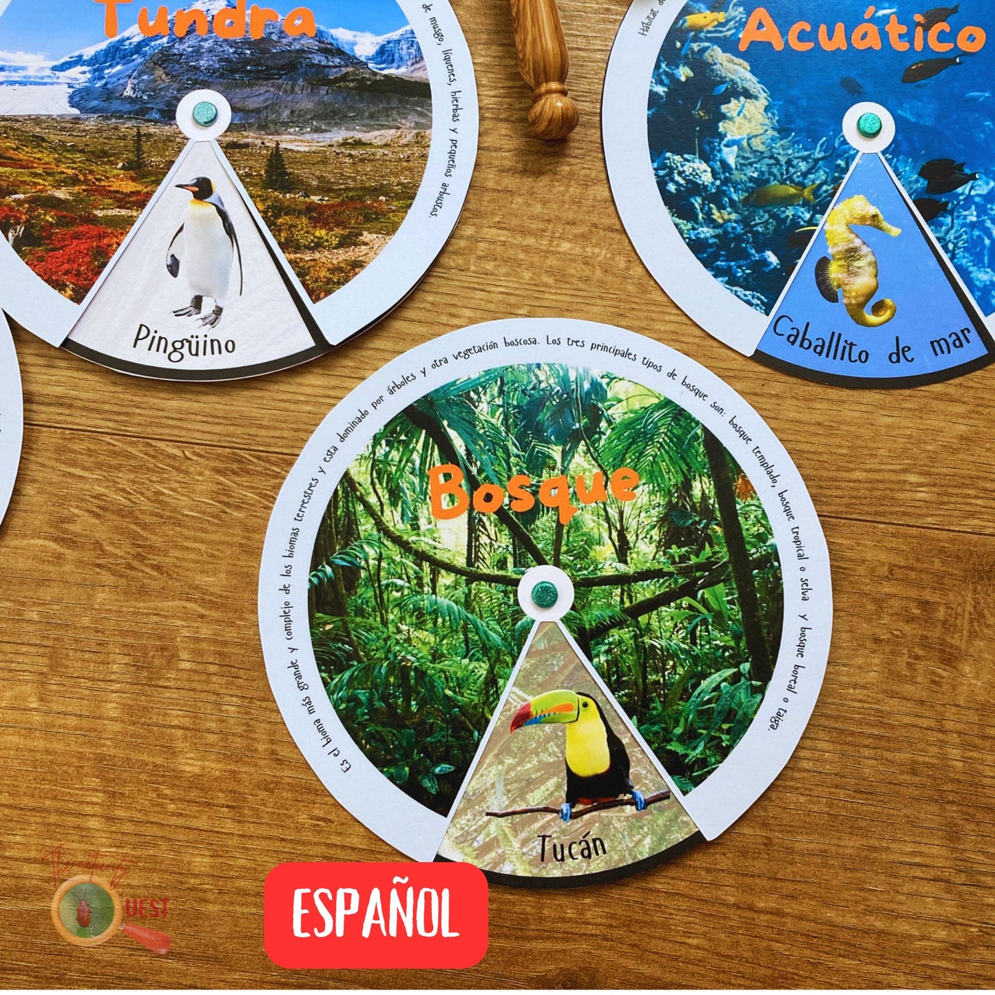 Spanish Animal Habitats Learning Wheels Printable, Nature Biomes Animals Disc Activity, INSTANT DOWNLOAD PDF