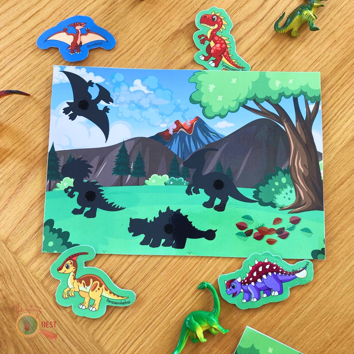 Dinosaur Printable Bundle Activity for Kids, T-Rex Jigsaw, Shadow and Fossil Matching and Numbers Cards for Children, INSTANT DOWNLOAD PDF