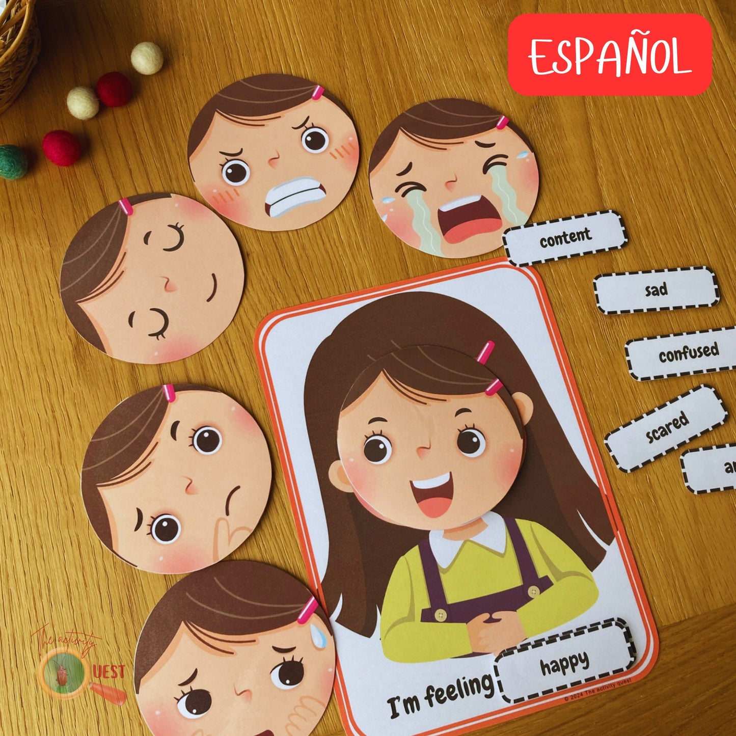 Girls/Boys Emotions Spanish Activity, Kids Feelings Matching Game, INSTANT DOWNLOAD PDF