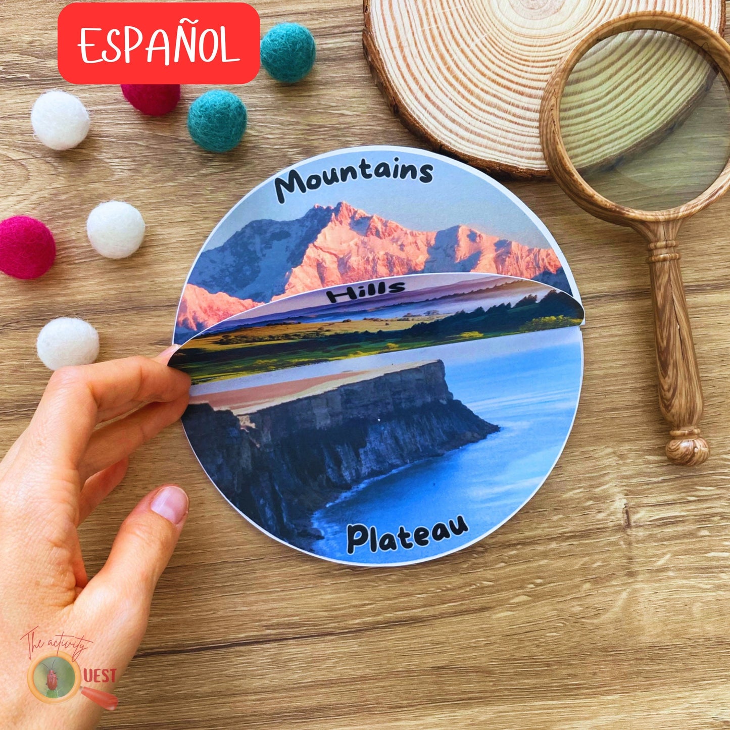 14 Types of Landforms Kids Printable Spanish Activity, Flip Book Land Recognition for Children, INSTANT DOWNLOAD PDF