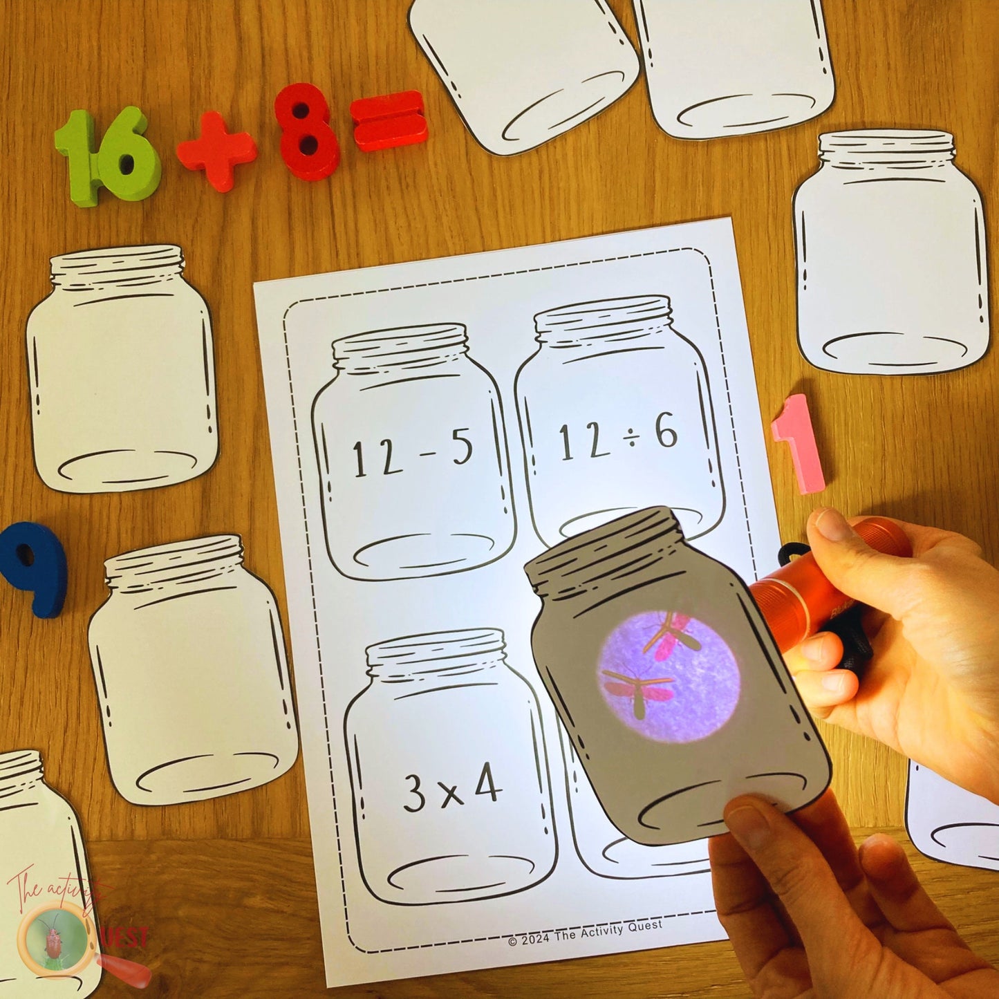 Fireflies Jars Math Activity, Simple Operation Skills Printable, INSTANT DOWNLOAD PDF