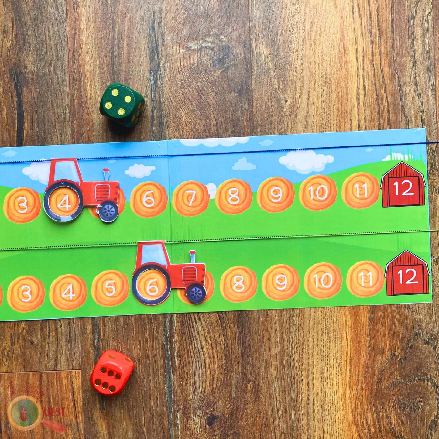 Tractor Race Game Printable, Farm Learning to Count Printable, INSTANT DOWNLOAD PDF