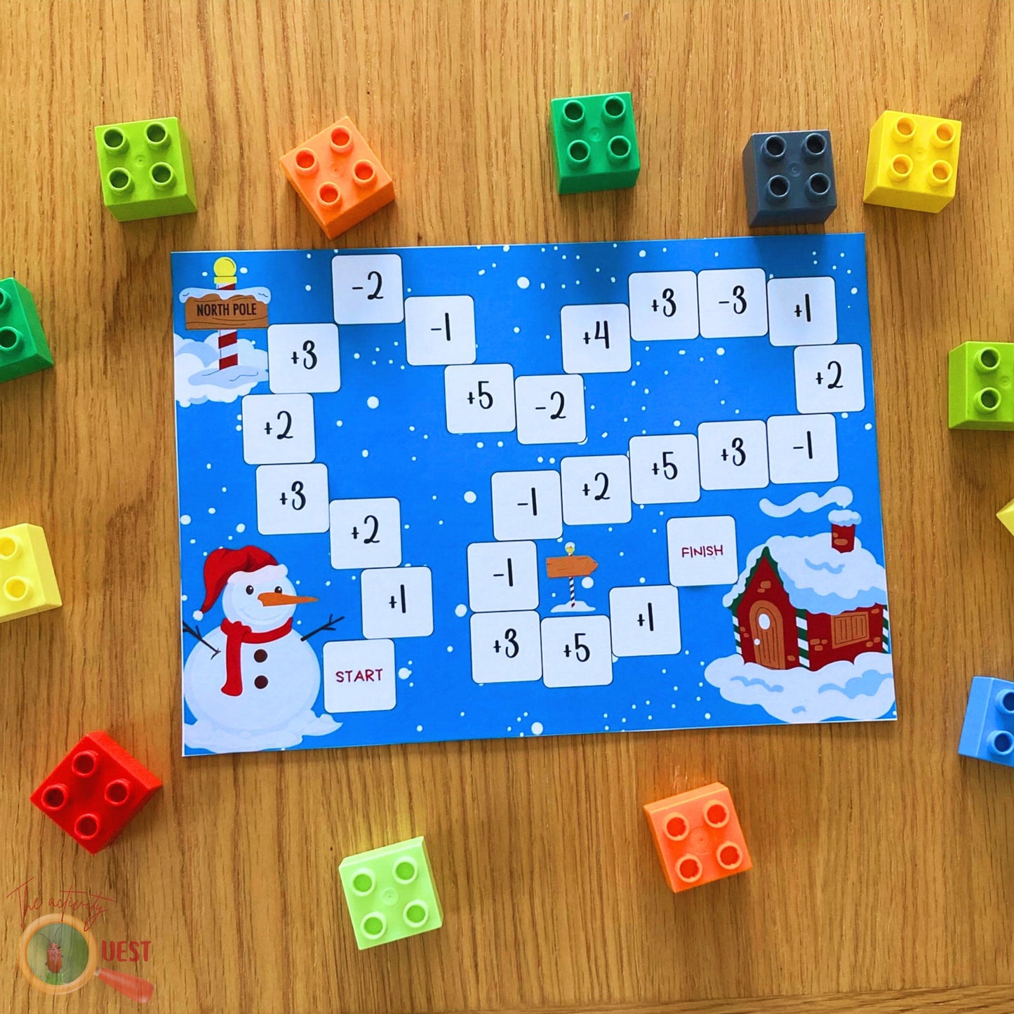 CHRISTMAS Building Blocks Printable Game, Addition and Subtraction Math Activity for Kids, INSTANT DOWNLOAD PDF