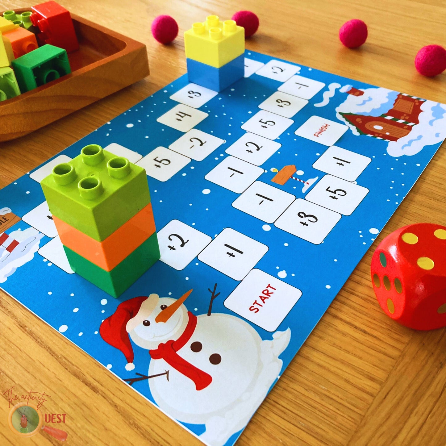 CHRISTMAS Building Blocks Printable Game, Addition and Subtraction Math Activity for Kids, INSTANT DOWNLOAD PDF