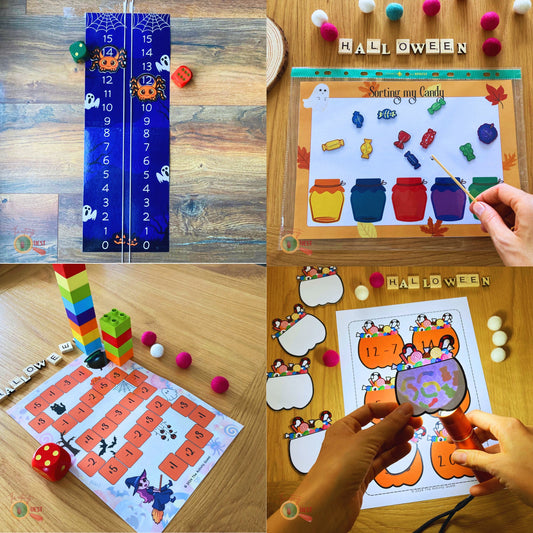 HALLOWEEN Activity Bundle for Kids, Learning Numbers and Addition, Learning to Count for Children, Early Math Skills INSTANT DOWNLOAD PDF