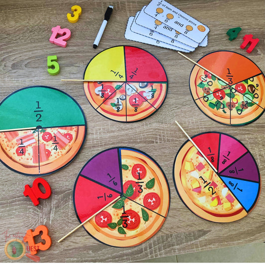 Equivalent Fractions Pizza Activities for Kids, Early Math Skills Game for Children, INSTANT DOWNLOAD PDF