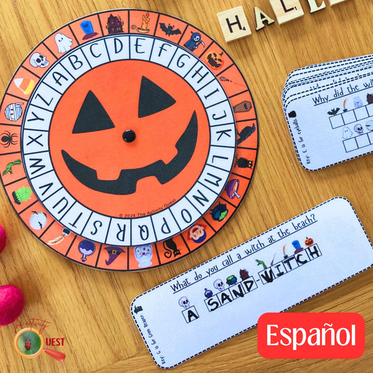 Halloween Spanish Secret Code Wheel Printable Game for Kids, Decoder Coding Reveal Hidden Message, INSTANT DOWNLOAD PDF