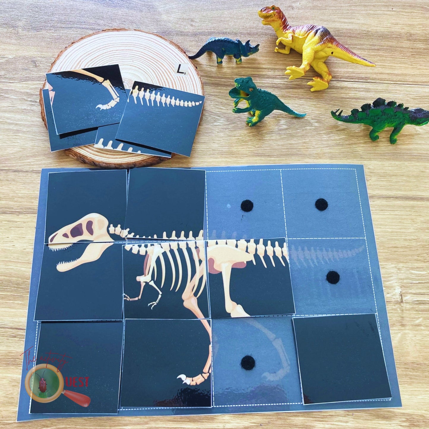 Dinosaur Printable Bundle Activity for Kids, T-Rex Jigsaw, Shadow and Fossil Matching and Numbers Cards for Children, INSTANT DOWNLOAD PDF