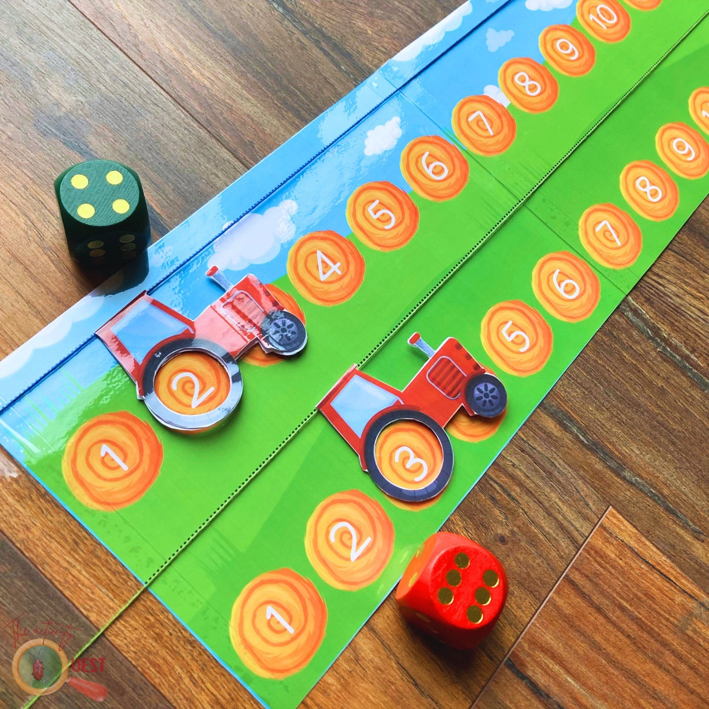 Tractor Race Game Printable, Farm Learning to Count Printable, INSTANT DOWNLOAD PDF