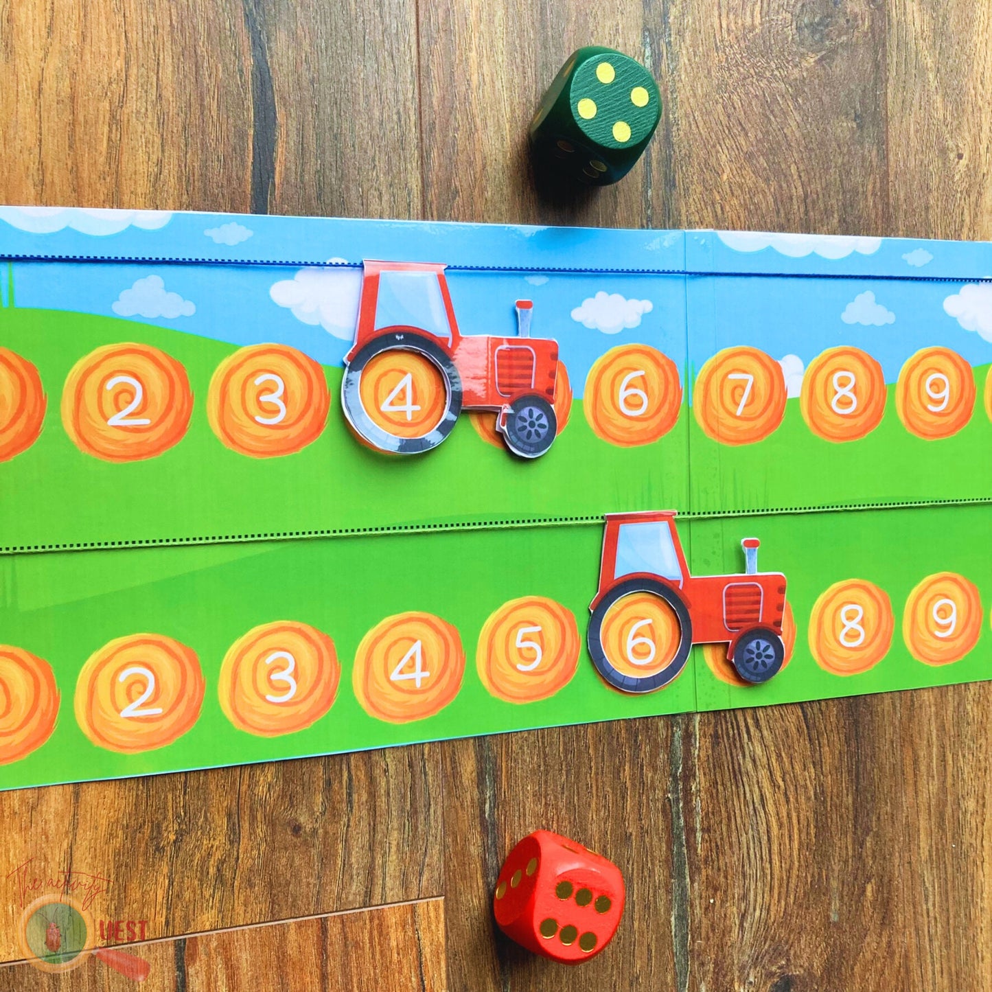 Tractor Race Game Printable, Farm Learning to Count Printable, INSTANT DOWNLOAD PDF