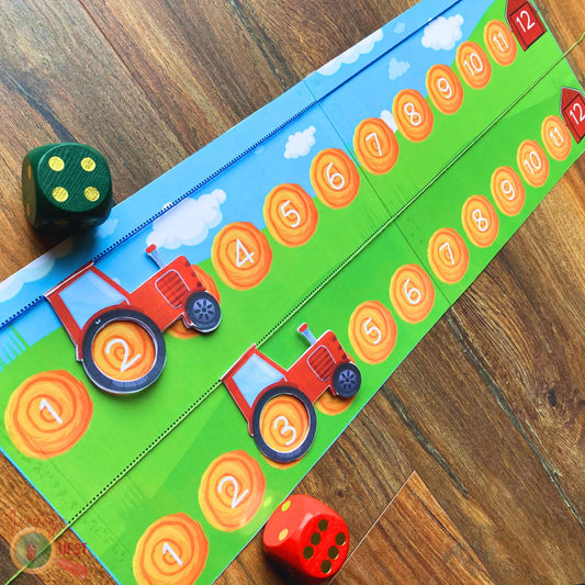 Tractor Race Game Printable, Farm Learning to Count Printable, INSTANT DOWNLOAD PDF