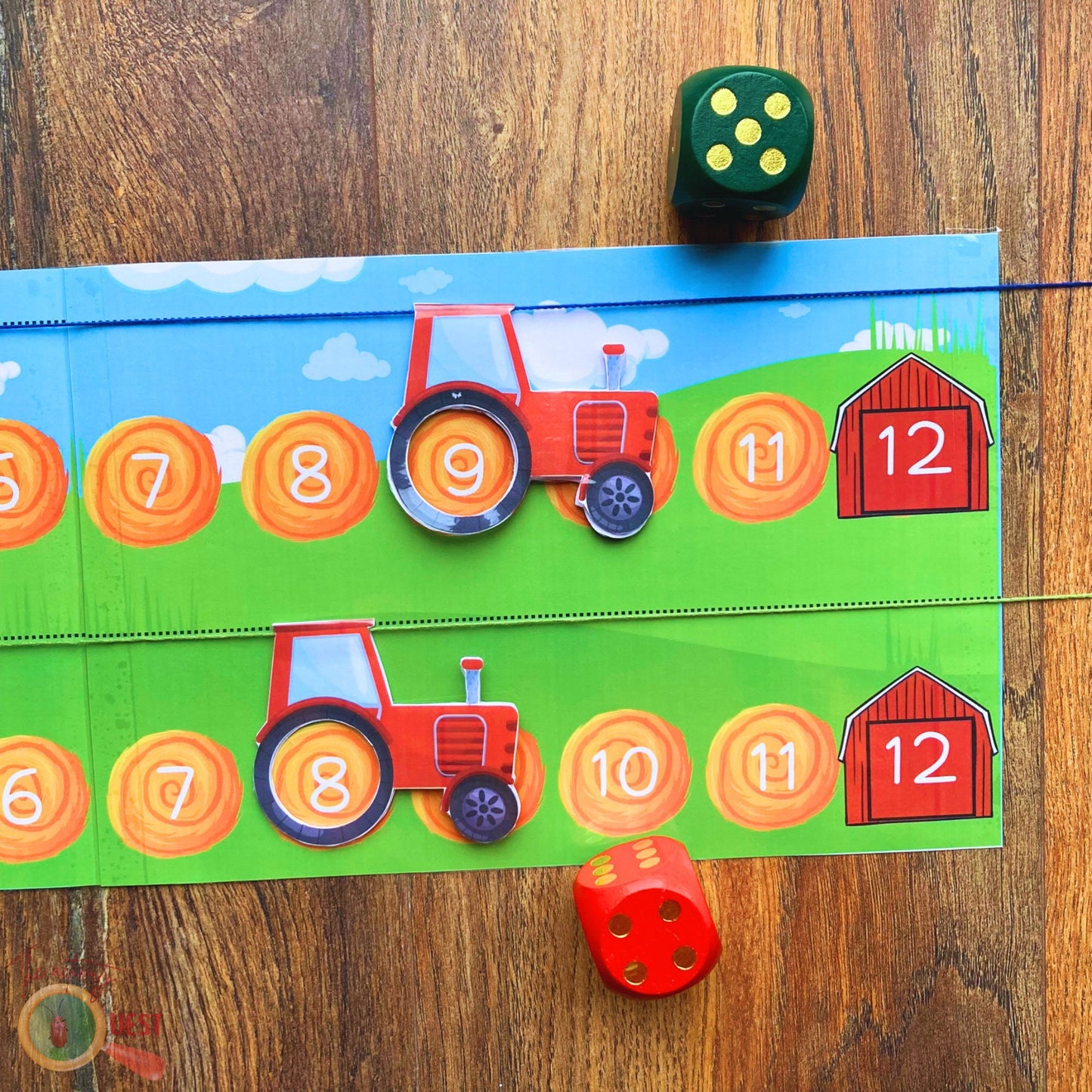 Tractor Race Game Printable, Farm Learning to Count Printable, INSTANT DOWNLOAD PDF