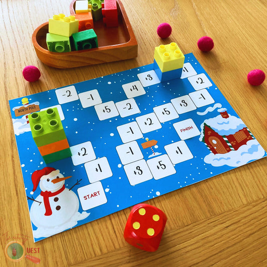 CHRISTMAS Building Blocks Printable Game, Addition and Subtraction Math Activity for Kids, INSTANT DOWNLOAD PDF