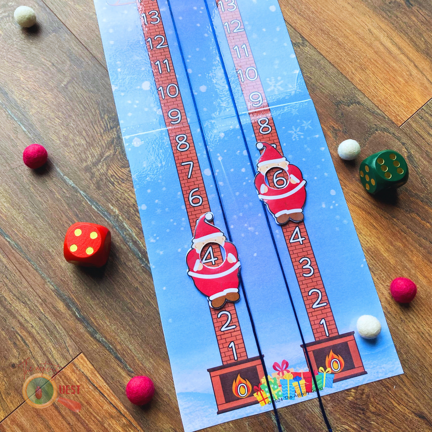 Santa Chimney Race Christmas Game for Toddlers, Early Math Skills for Children, Dice Holiday Activities, Addition Maths INSTANT DOWNLOAD PDF