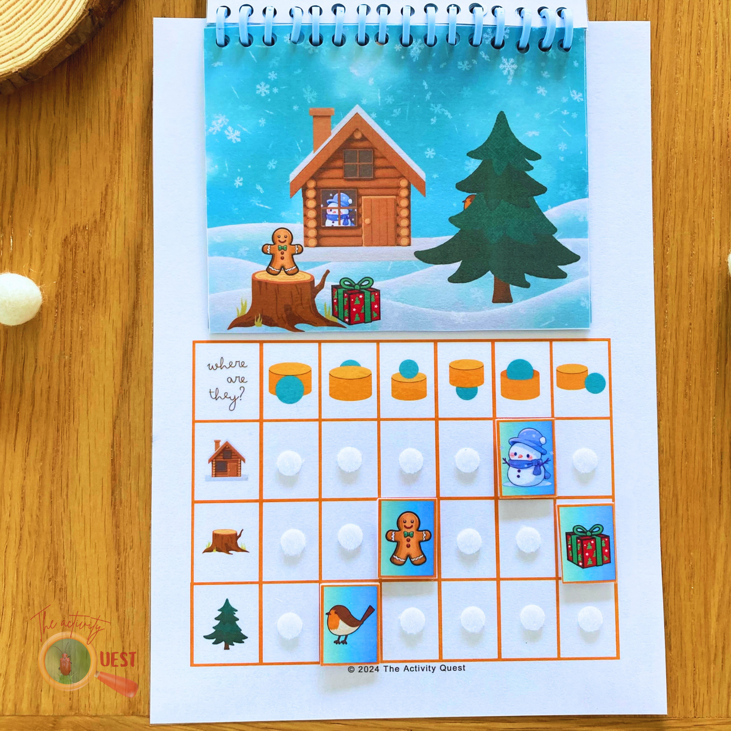 Prepositions CHRISTMAS Learning Activity for Kids, Object Location New Words Study Unit for Children, Vocabulary Speech INSTAN DOWNLOAD PDF